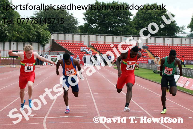 Inter boys 100 metres, English Schools Track and Field. Photo: David T. Hewitson/Sports for All Pics